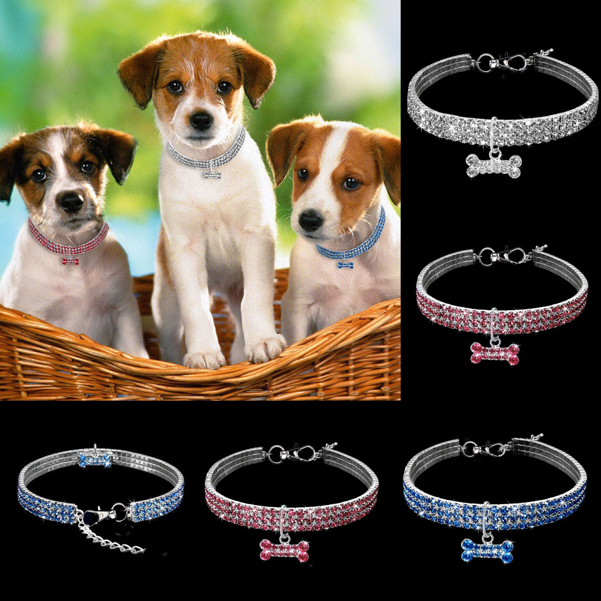 Premium Hunde und Katzen Halskette mit Strasssteinen