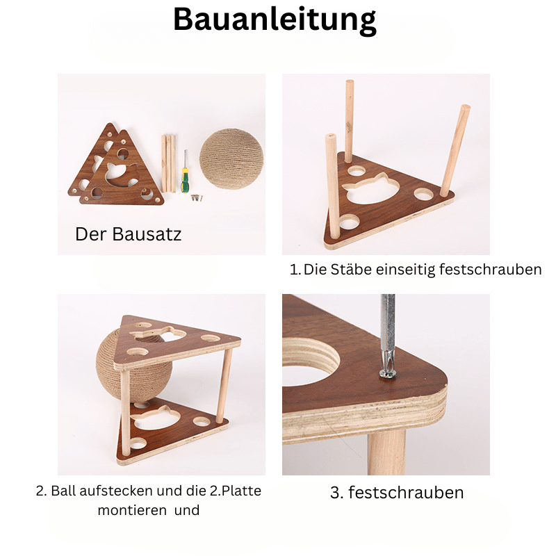 Katzenkratzball aus Holz, Kitty Ball