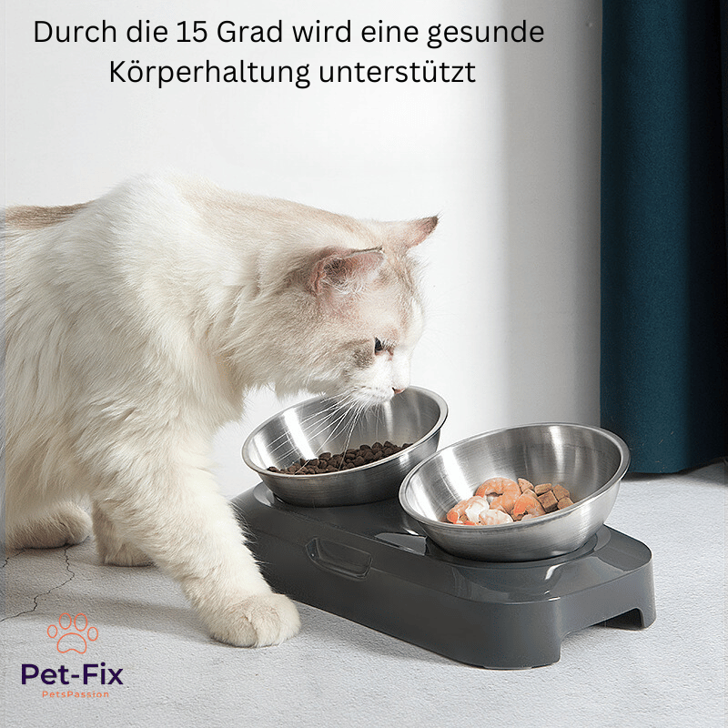 Verstellbarer premium Katzennapf aus Edelstahl