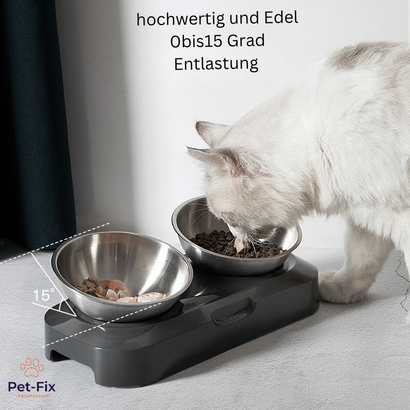 Verstellbarer premium Katzennapf aus Edelstahl