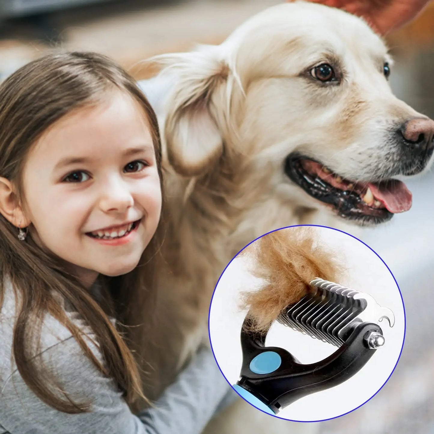 🐾 Professionelle 2-in-1 Unterwollbürste für Hunde & Katzen