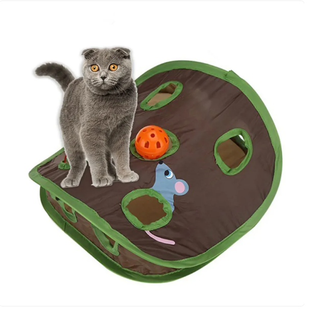 Katzenzelt mit Spielzeug – Interaktive Höhle mit Mäusen und Bällen für Katzen