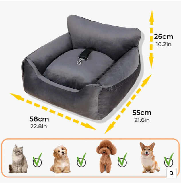 Bequeme Autositzauflage für Haustiere – Transportbox für Hunde und Katzen