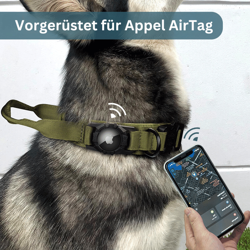 Taktisches Hundehalsband, geeignet für Appel AirTag-Ortungsgerät