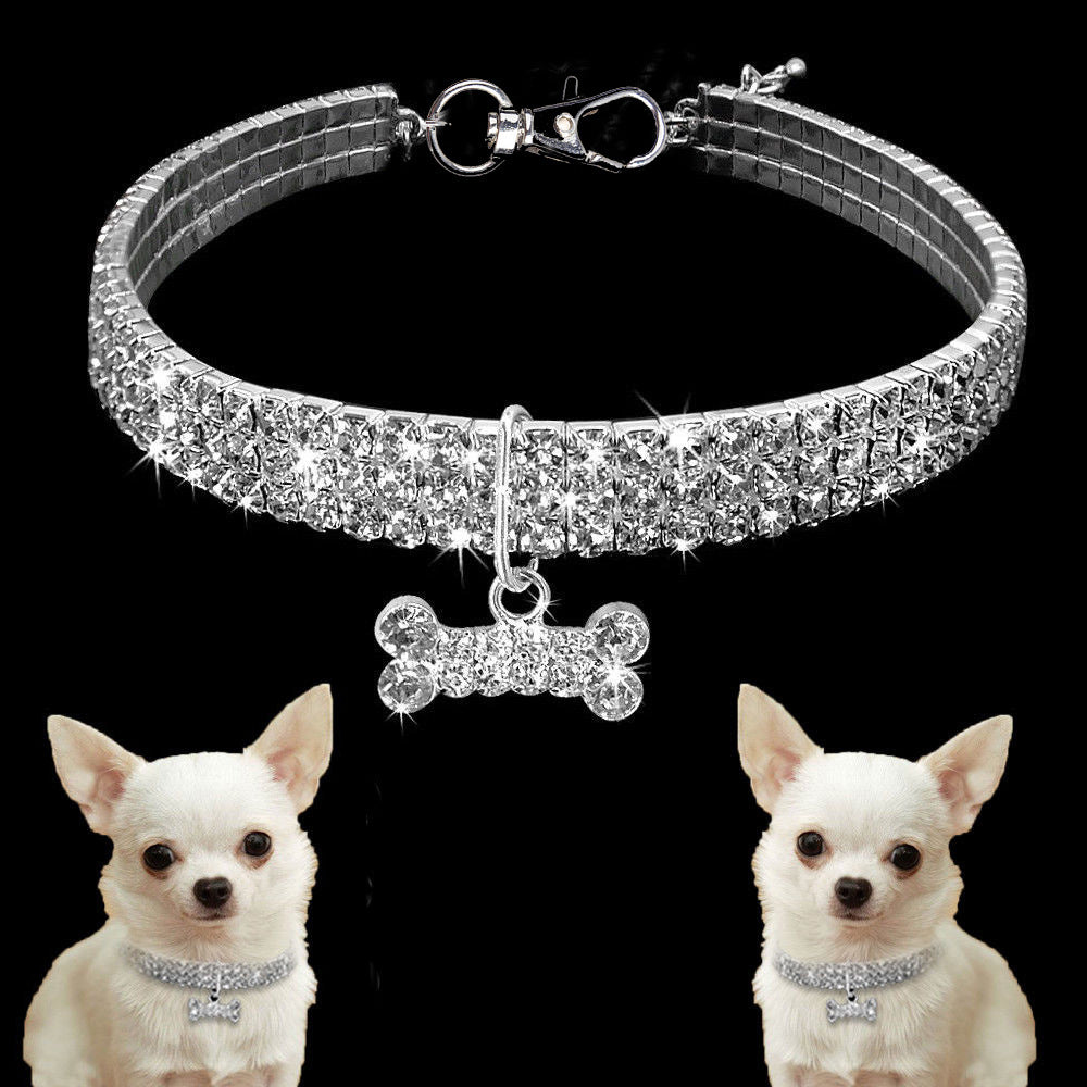 Premium Hunde und Katzen Halskette mit Strasssteinen