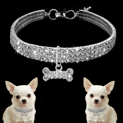 Premium Hunde und Katzen Halskette mit Strasssteinen