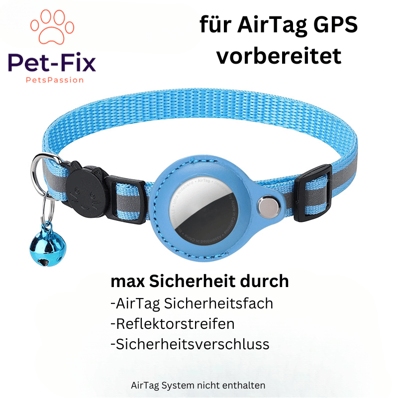 Katzenhalsband mit AirTag Halter und Reflexionsband