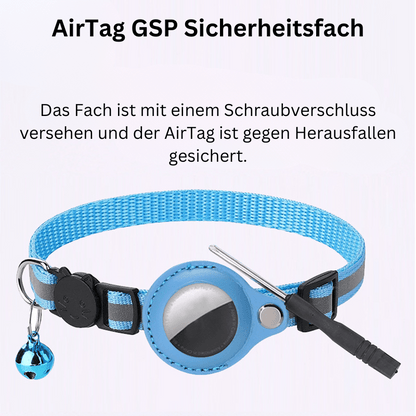 Katzenhalsband mit AirTag Halter und Reflexionsband