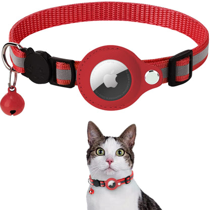 Katzenhalsband mit AirTag Halter und Reflexionsband
