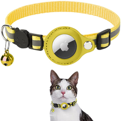 Katzenhalsband mit AirTag Halter und Reflexionsband