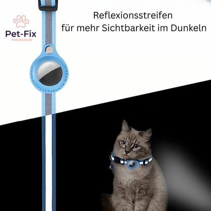Katzenhalsband mit AirTag Halter und Reflexionsband