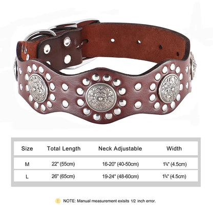 Luxus Lederhalsband mit Stahl Applikationen für große Hunde - 5 cm breit, viele Designs