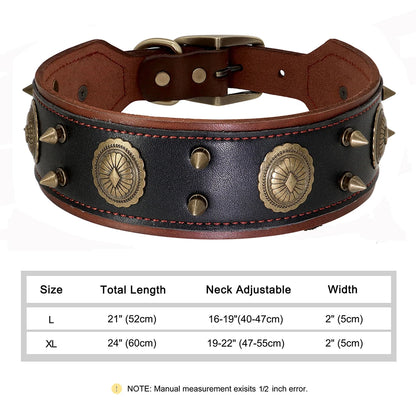 Luxus Lederhalsband mit Stahl Applikationen für große Hunde - 5 cm breit, viele Designs