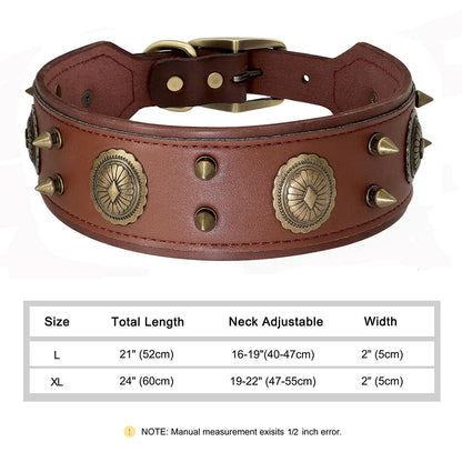 Luxus Lederhalsband mit Stahl Applikationen für große Hunde - 5 cm breit, viele Designs