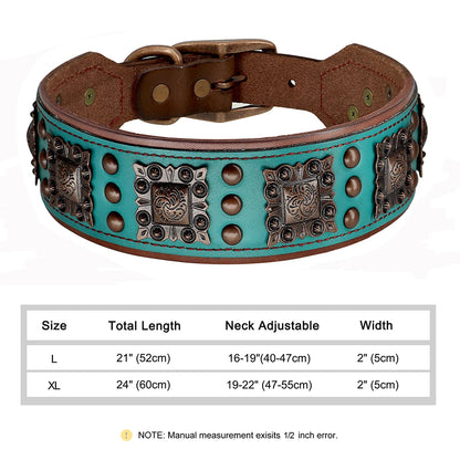 Luxus Lederhalsband mit Stahl Applikationen für große Hunde - 5 cm breit, viele Designs