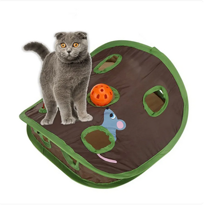 Katzenzelt mit Spielzeug – Interaktive Höhle mit Mäusen und Bällen für Katzen