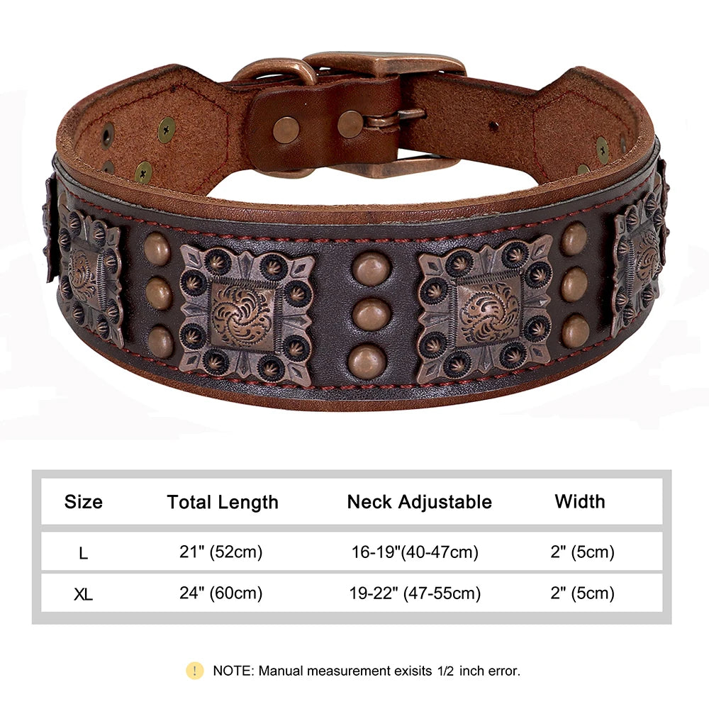 Luxus Lederhalsband mit Stahl Applikationen für große Hunde - 5 cm breit, viele Designs
