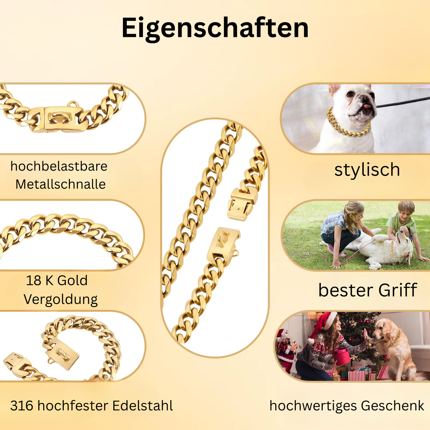 Hundehalskette aus Titanstahl "Cuba V2"